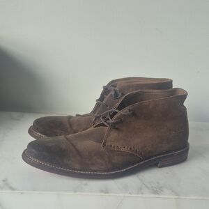 Men's Brown Suede Lace-Up Chelsea Boots. Size 11.5